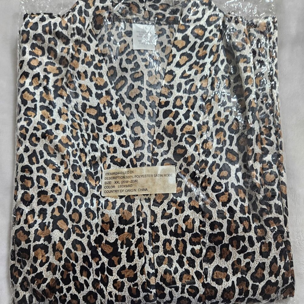 Plus Size Satin Leopard Print Robe Size XXL (20W-22W)